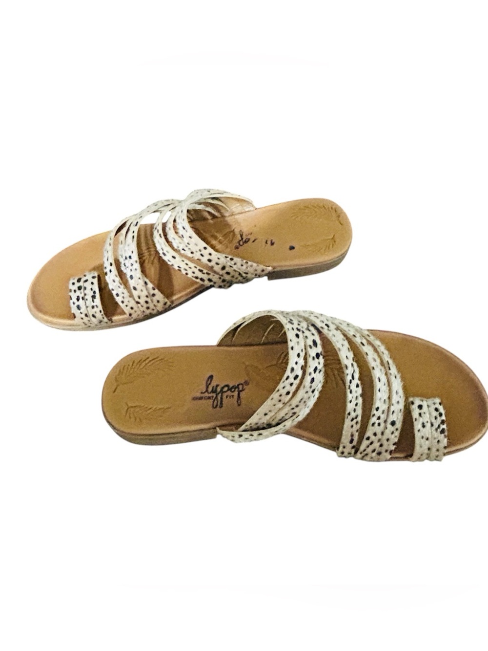 Jellypop Beige Speckled Multi‑Strap Slide Sandals 7M - Picture 3 of 7